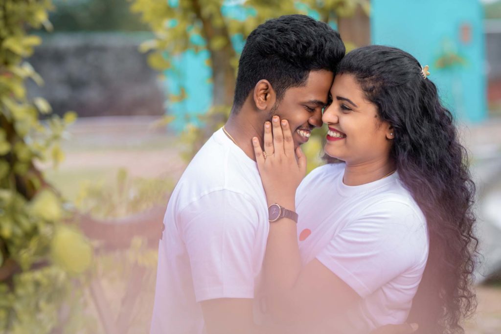 The Cute-head bump pose for your pre-wedding photoshoot